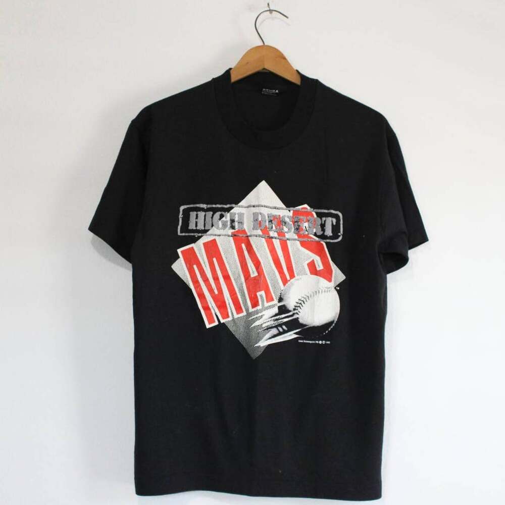 intage 90s High Desert Mavericks Black Baseball T-Shirt Large MiLB